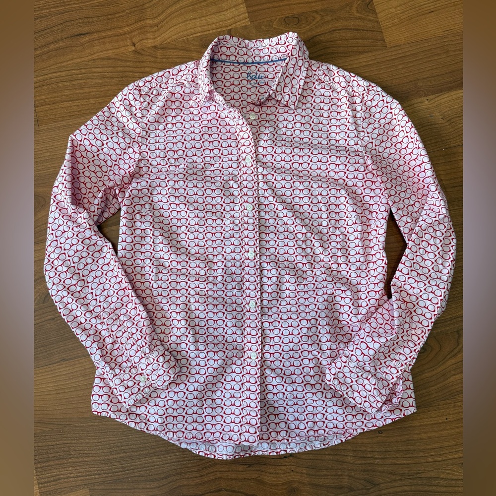 Boden Red and White Patterned Women’s Shirt